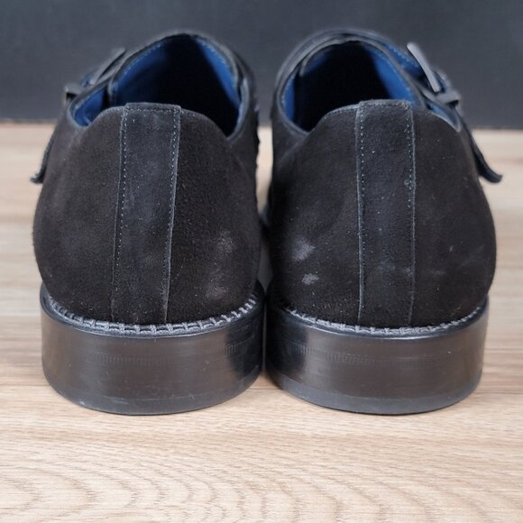 Mezlan Meier Double Monk Strap Shoes Mens Size 10.5 M Black Suede Chisel Toe - Picture 4 of 10